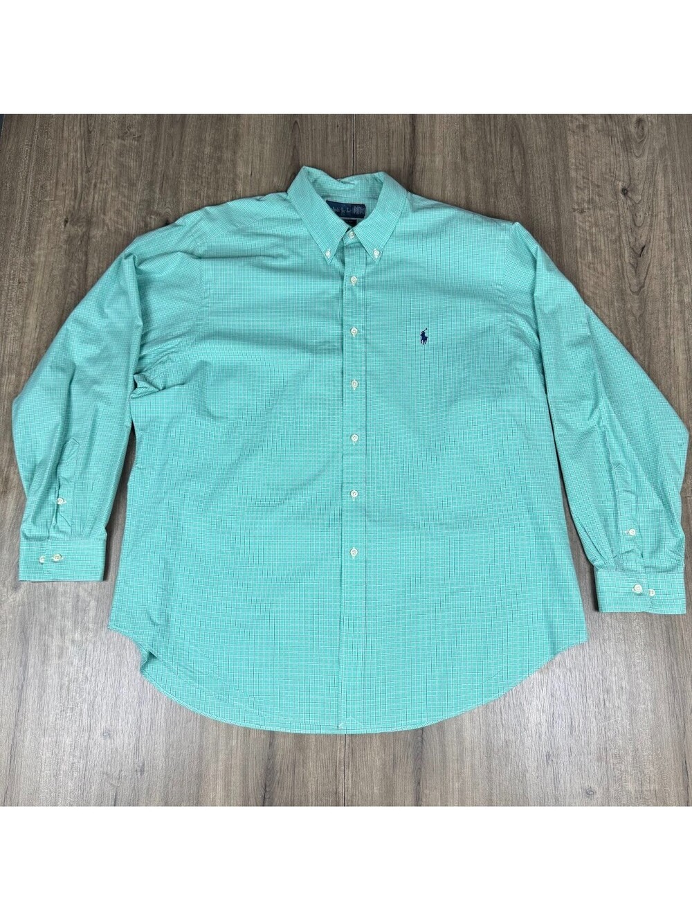 Polo Ralph Lauren Men's XXL Green/White Checkered Button Down Long Sleeve Shirt